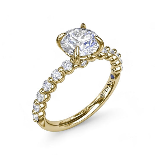 Yellow Gold Engagement Ring with Round Diamonds