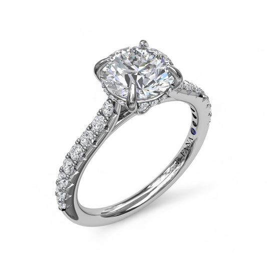 White Gold Round Diamond Cathedral Engagement Ring