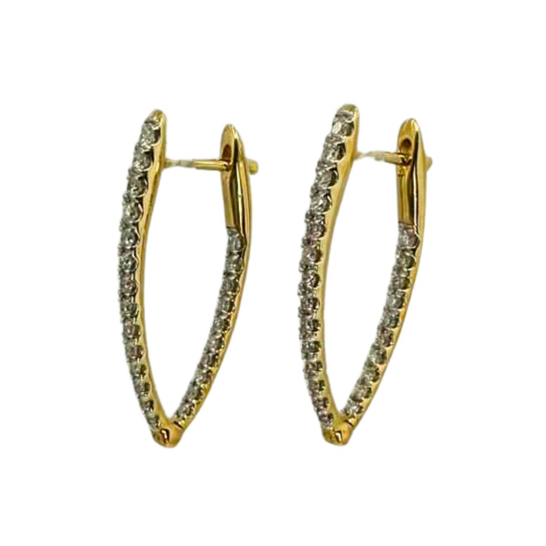 Yellow Gold Diamond Long Hoops