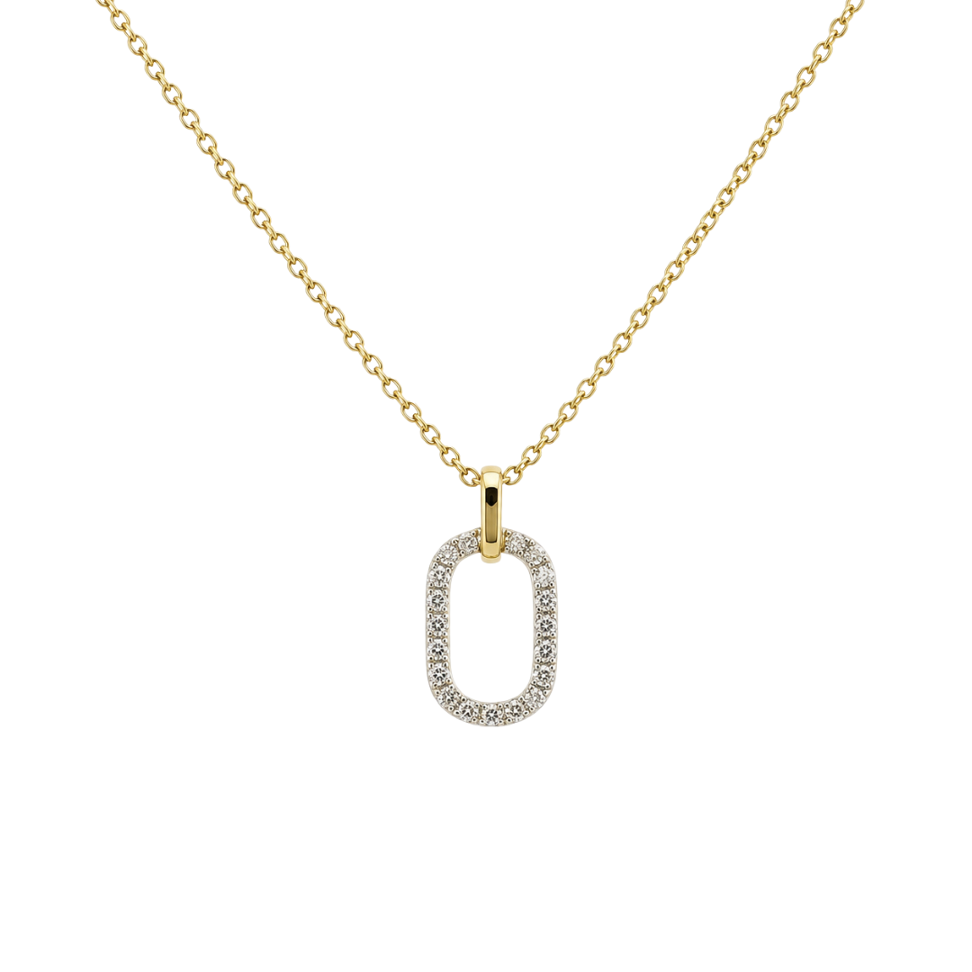 Yellow Gold Round Diamond Drop Necklace