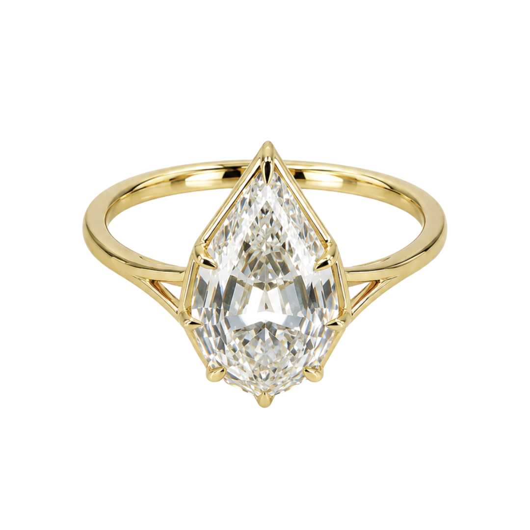 Gold Lab Pear Diamond Contemporary Fashion Ring