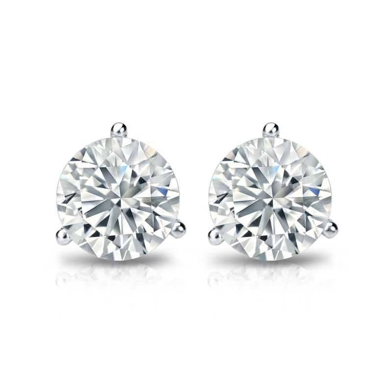White Gold Round Diamond Martini Studs
