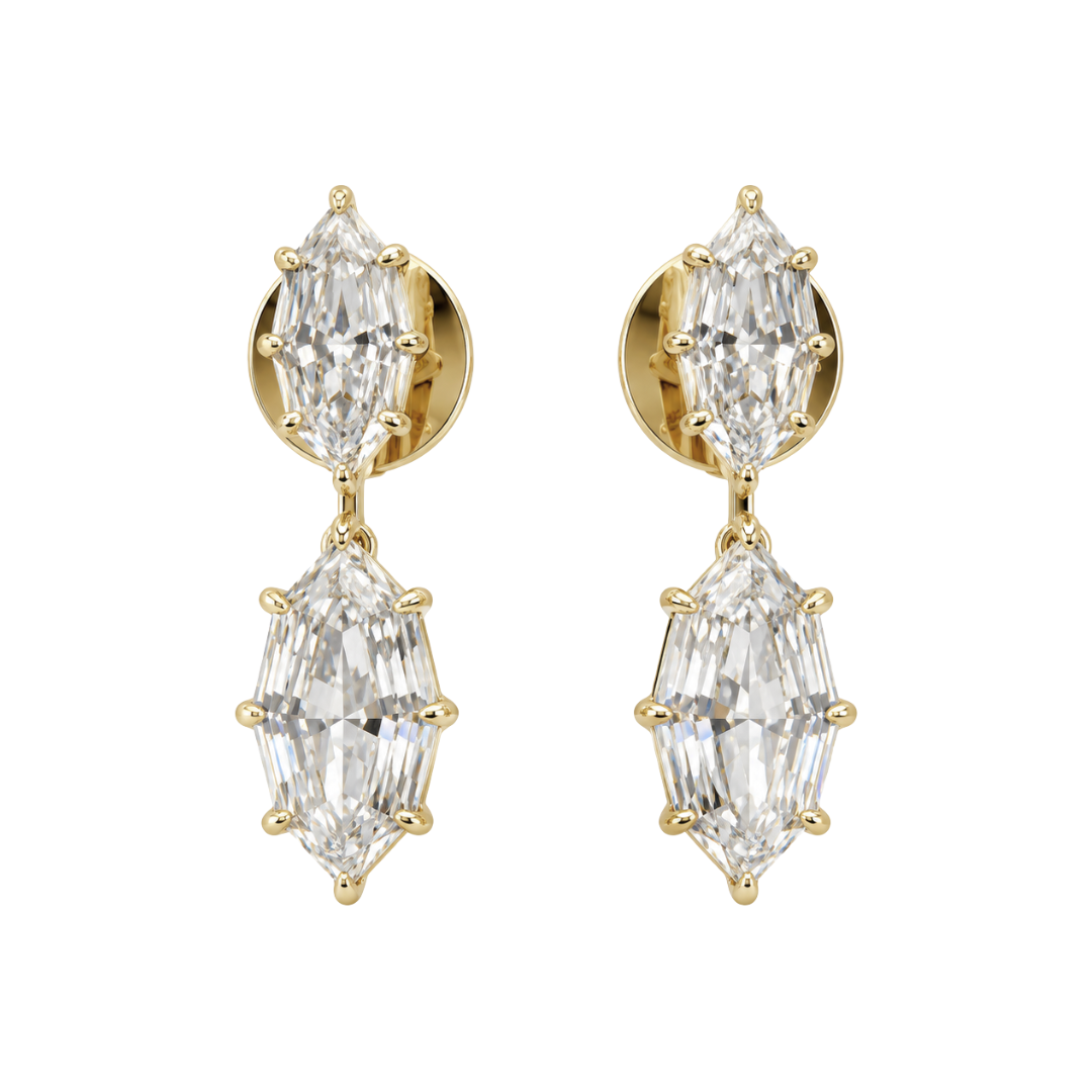 Gold Lab Marquise Diamond Drop Earrings