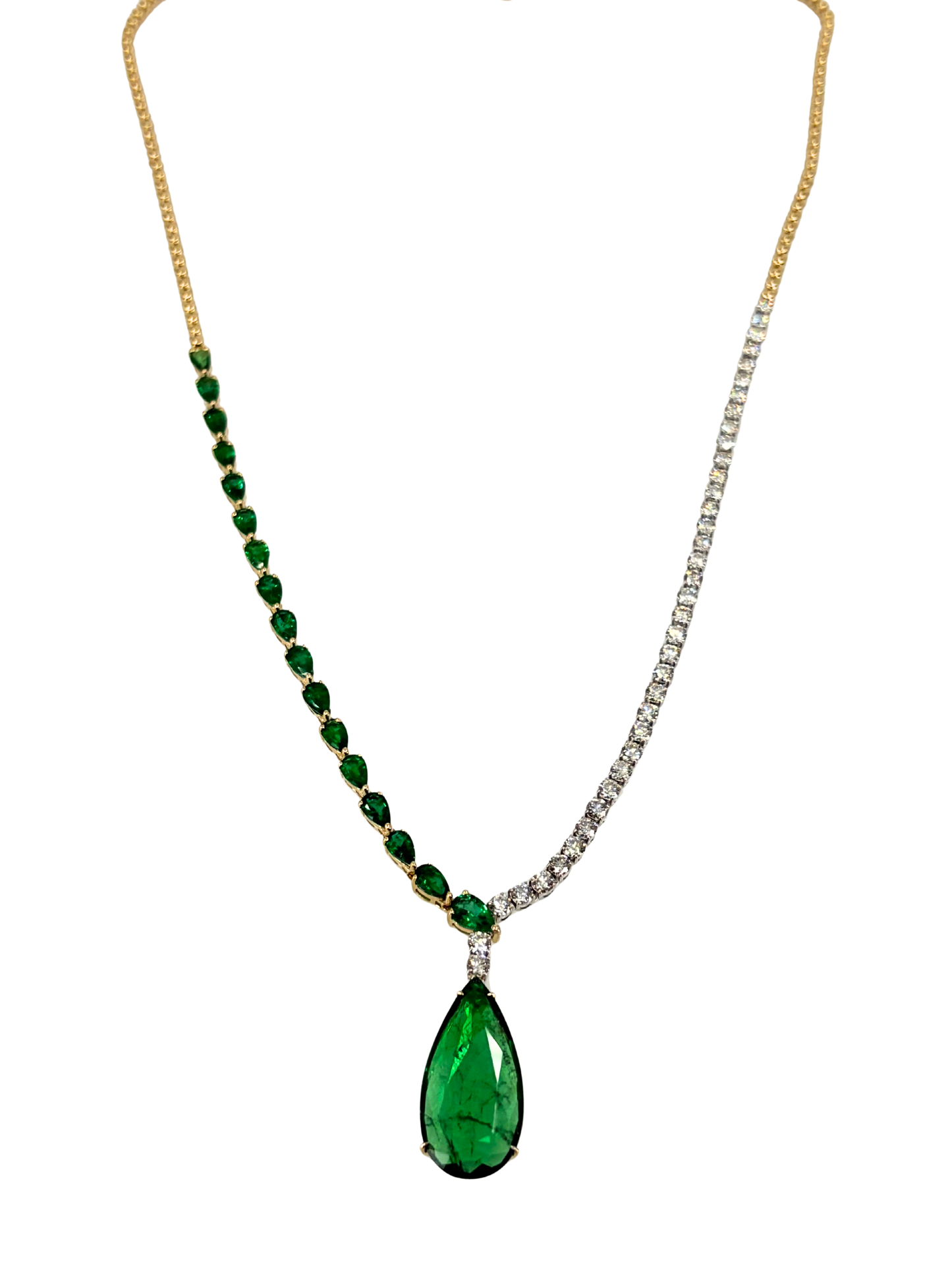 Two Tone Emerald Collar Necklace