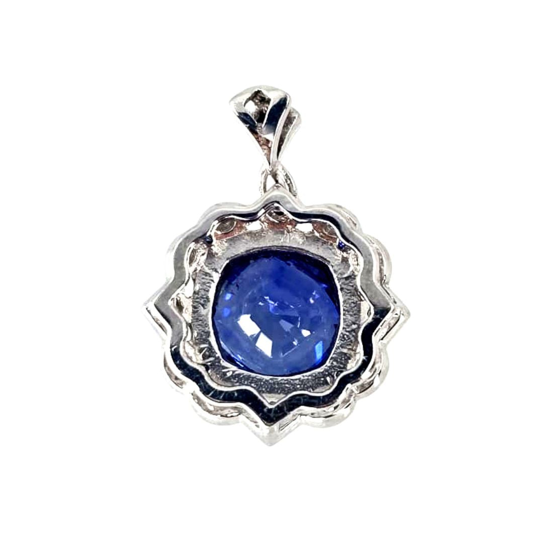 White Gold Cushion Sapphire Drop Pendant