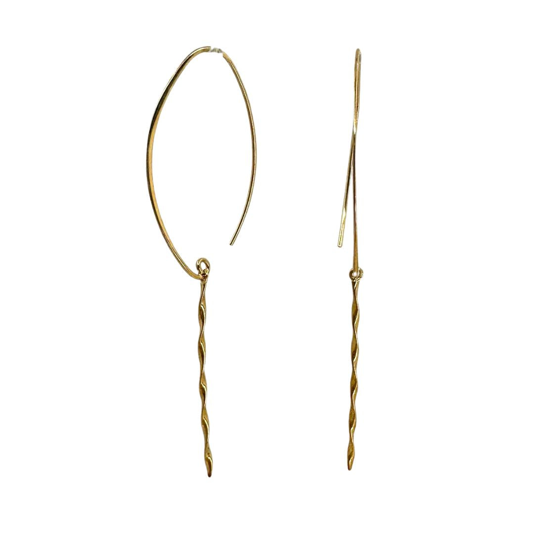 Yellow Gold Wire Drop Earrings