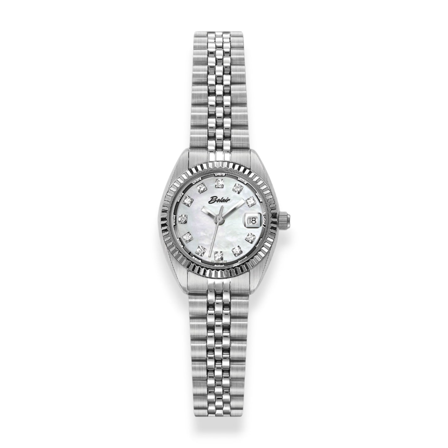 White Stainless Steel Dress Watch with Diamond Dial