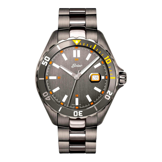 Grey Stainless Steel Dive Watch with Grey Bezel and Dial