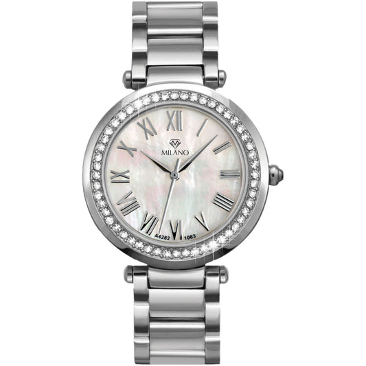 Stainless Steel Dress Watch with Crystal Bezel