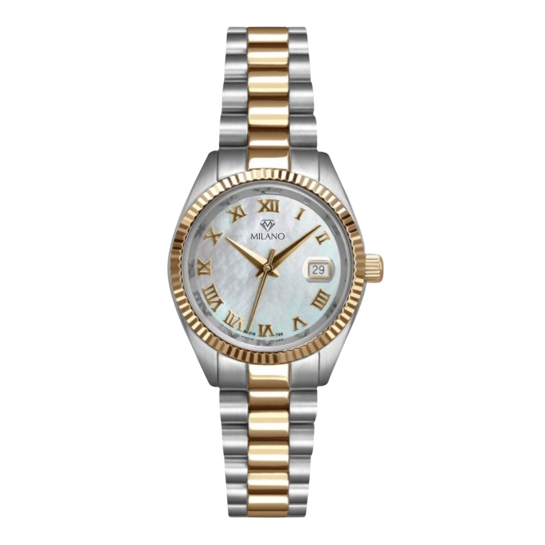 Two Tone Dress Watch with Mother of Pearl Dial