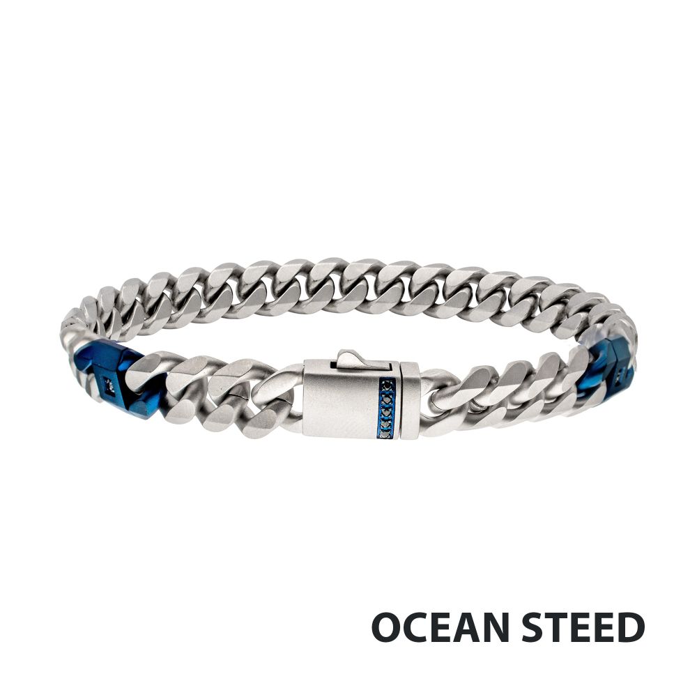 Blue Ion Black Sapphire Curb Bracelet