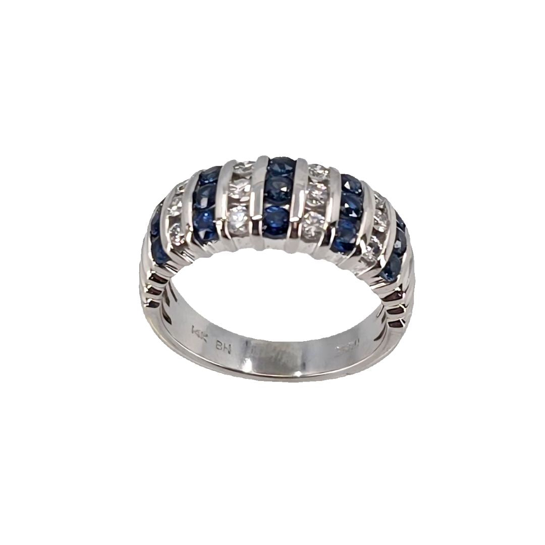 Channel Set Diamond and Sapphire Band