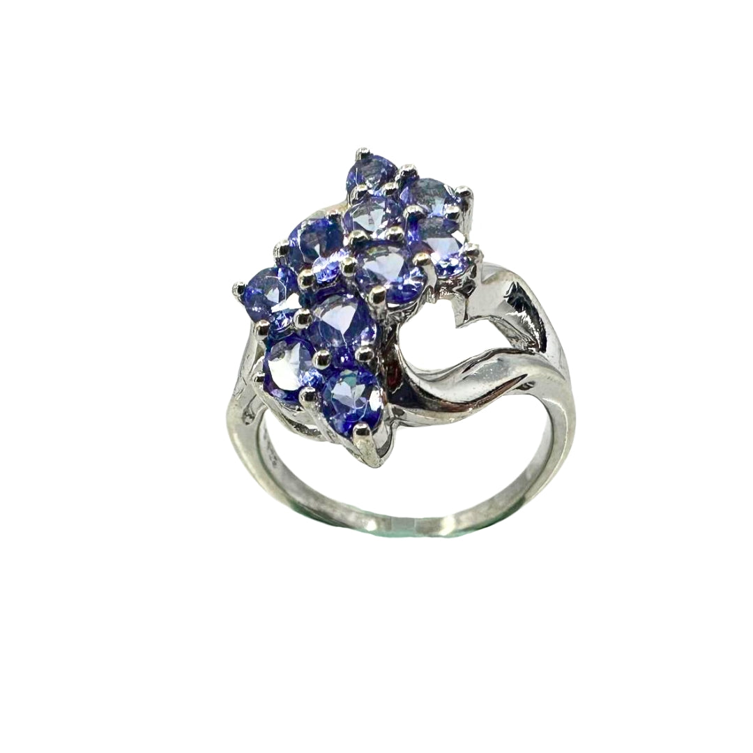 Silver Waterfall Style Tanzanite Ring