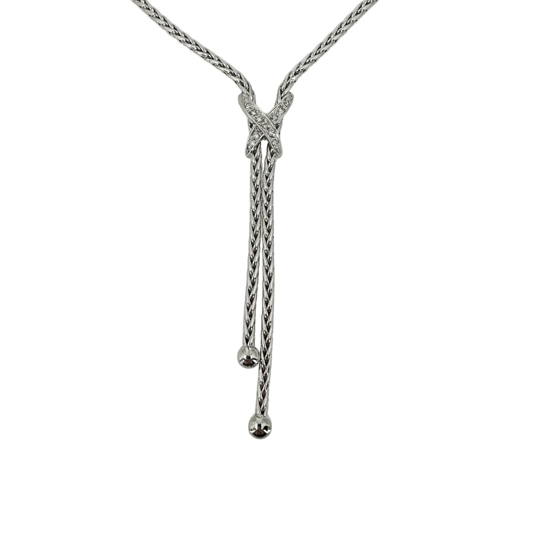 French Wheat Style X Lariat Necklace
