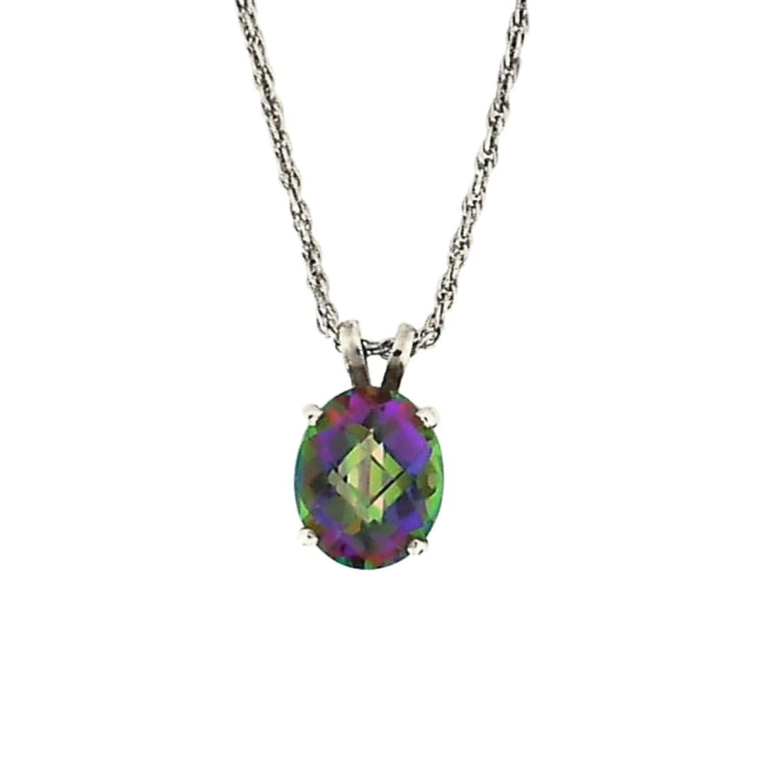 White Silver Mystic Topaz Pendant