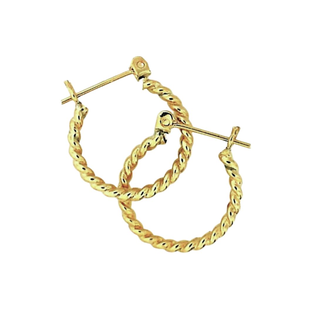 Yellow Gold Twisted Tube Hoop Earrings