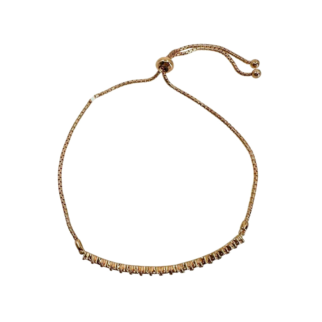 Rose Plated Silver Curved Bar Bracelet