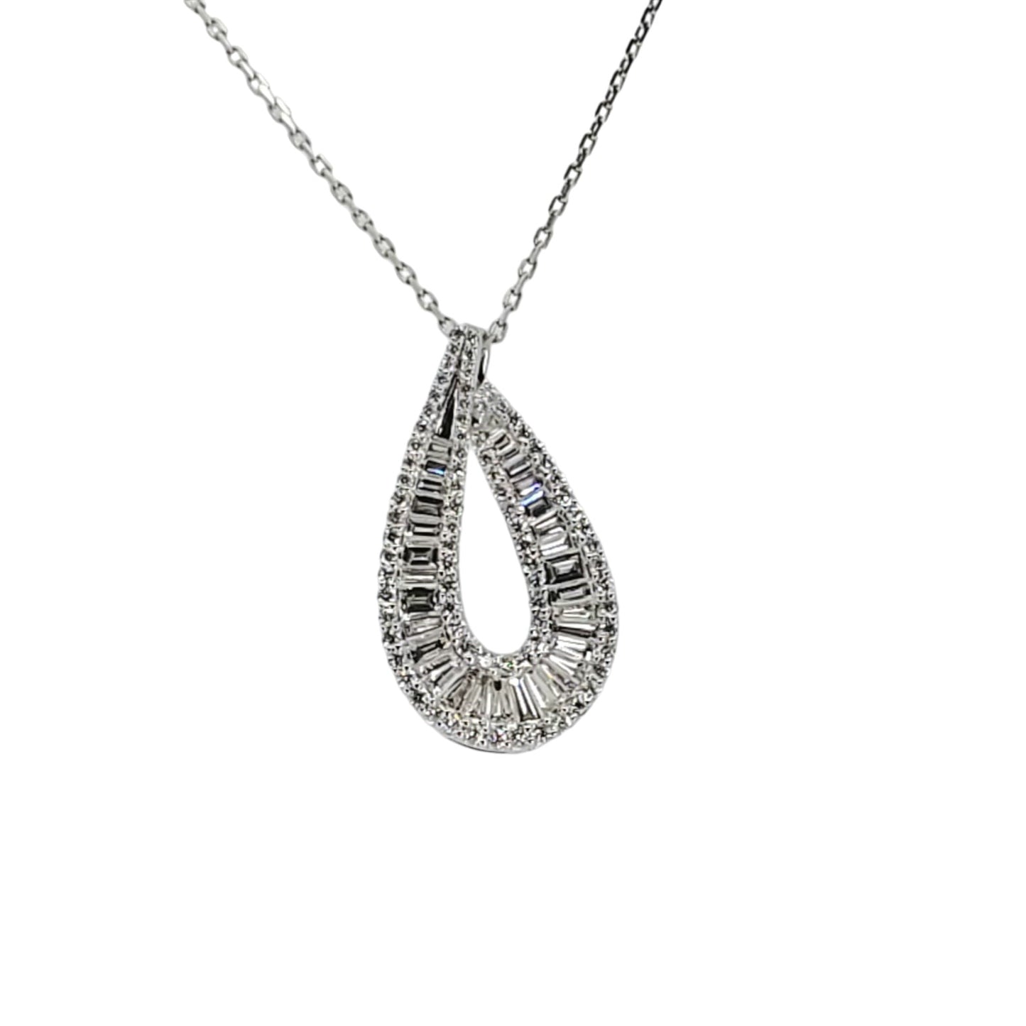 White Gold Diamond Tear Drop Slide Pendant