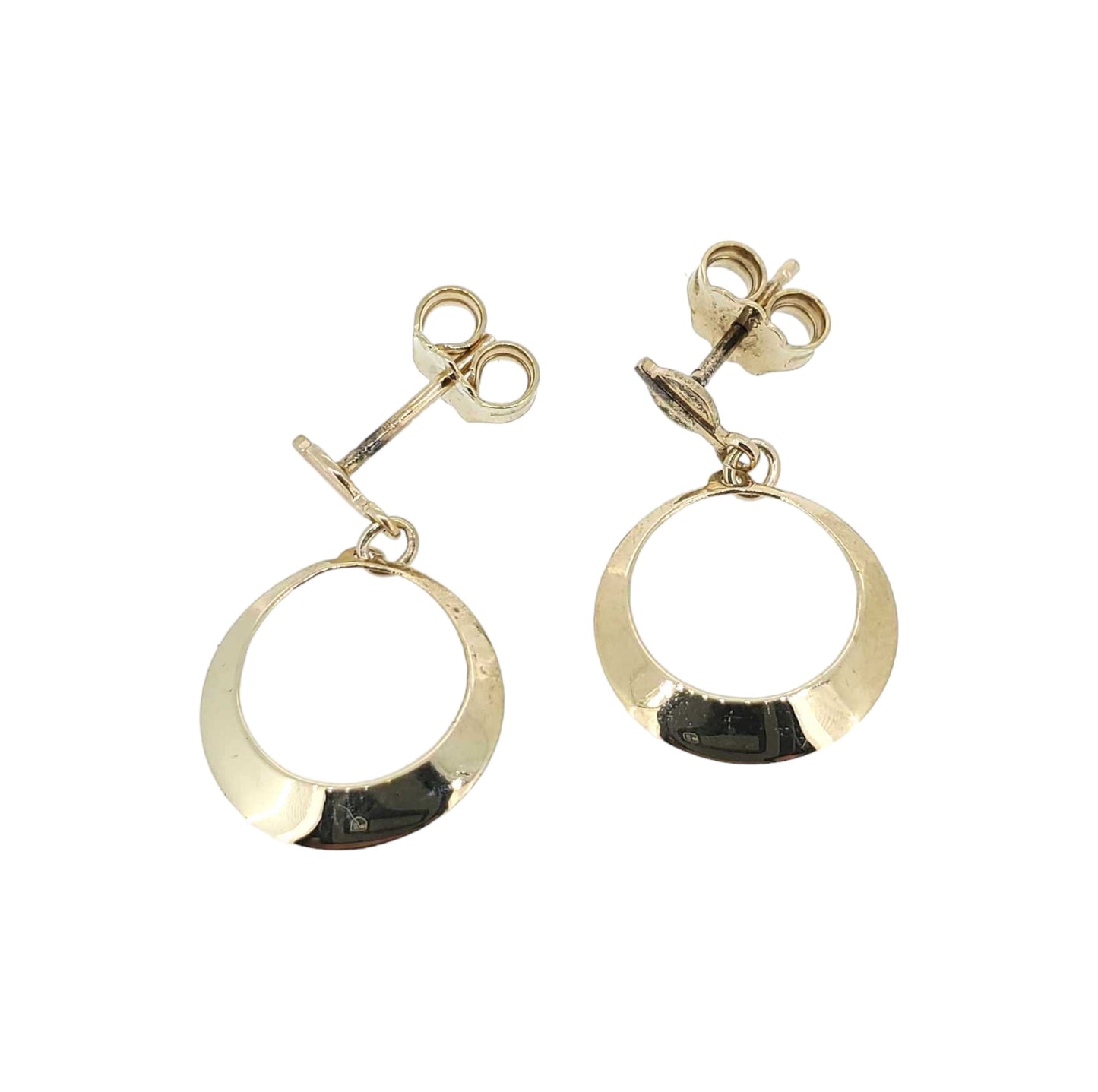 Yellow Gold Circle Drop Earrings