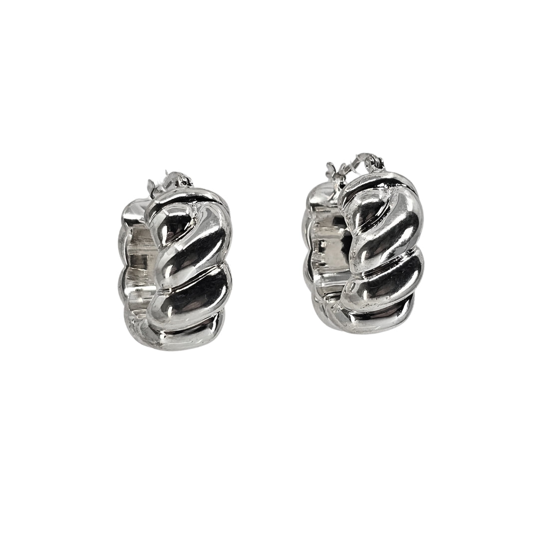 Sterling Silver Domed Hoop Earrings