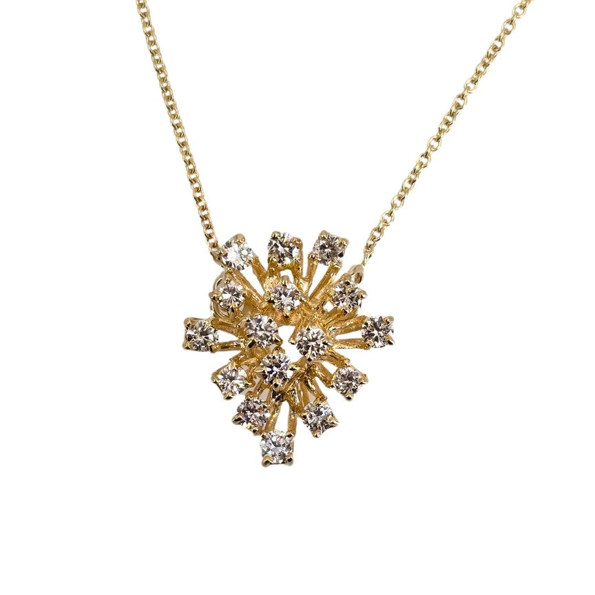 Vintage Yellow Gold Wire Basket Diamond Necklace