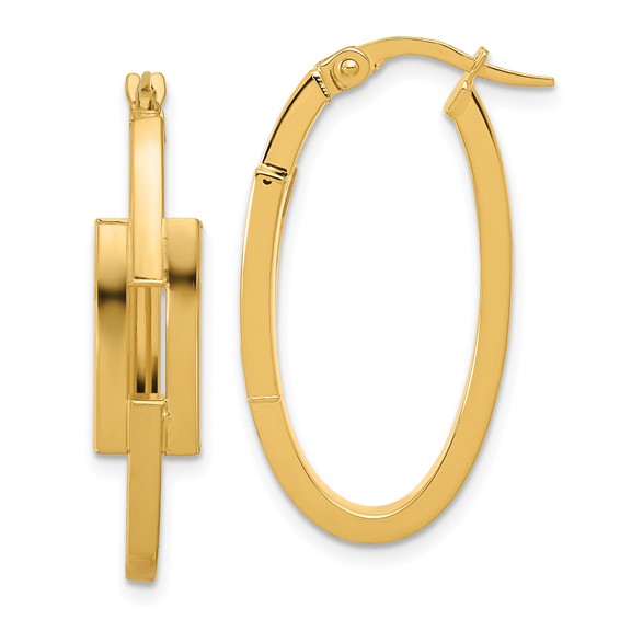 Yellow Gold Square Tube Hoop Earrings