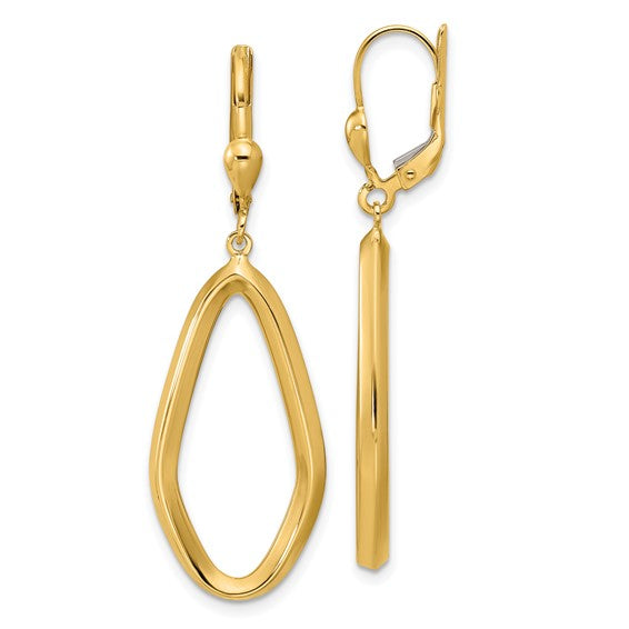 Yellow Gold Leverback Dangle Earrings