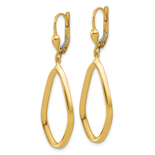 Yellow Gold Leverback Dangle Earrings