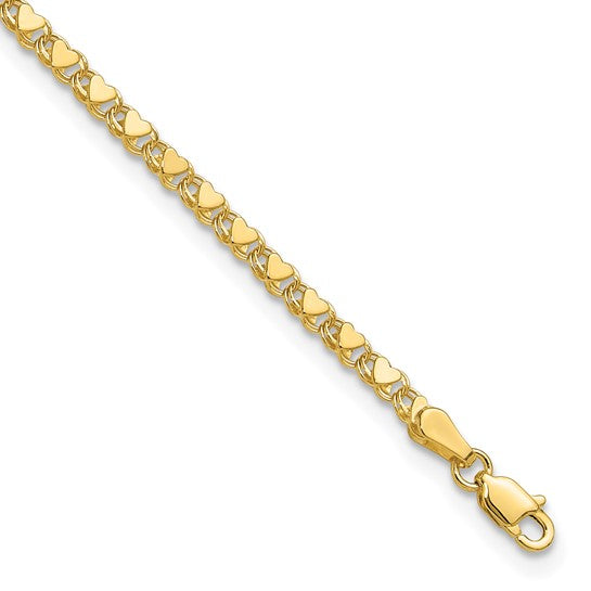Yellow Gold Double Heart Rope Bracelet