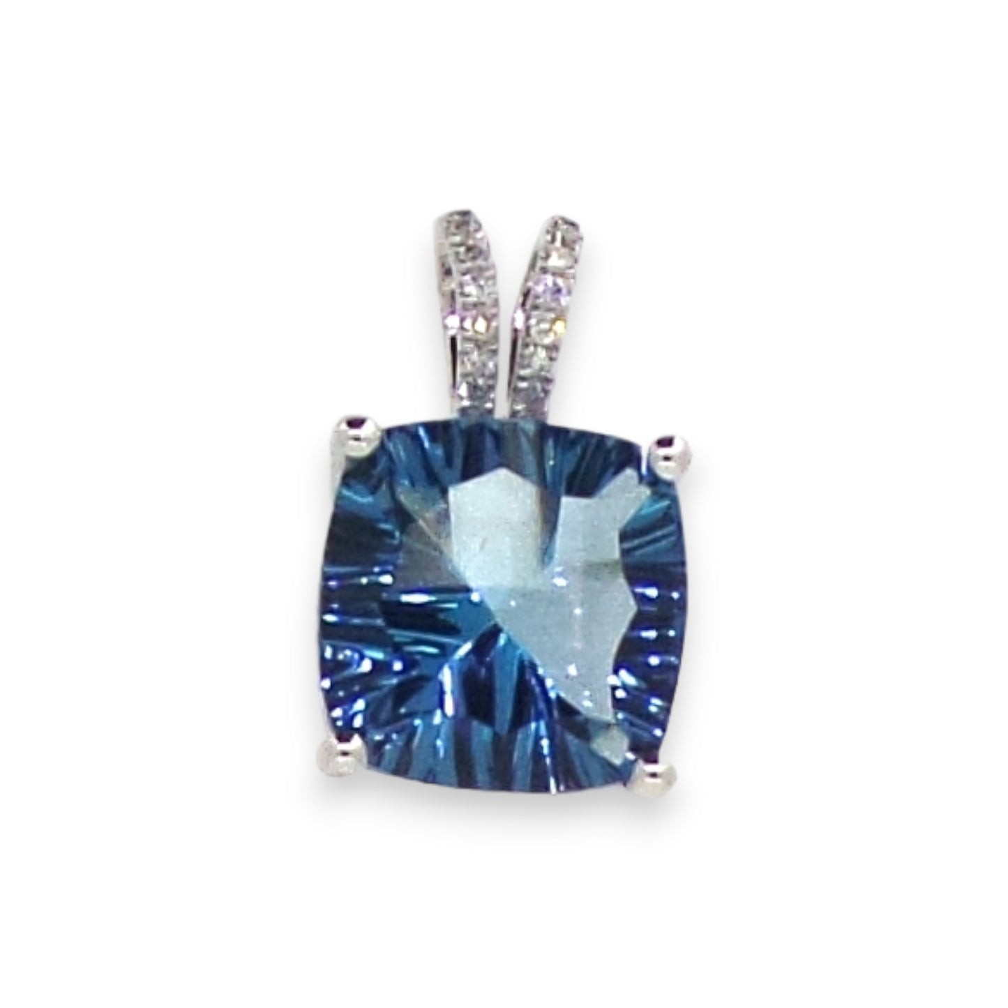White Gold Blue Topaz Drop Pendant