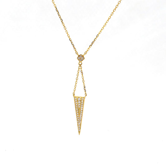 Yellow Gold Diamond Triangle Necklace