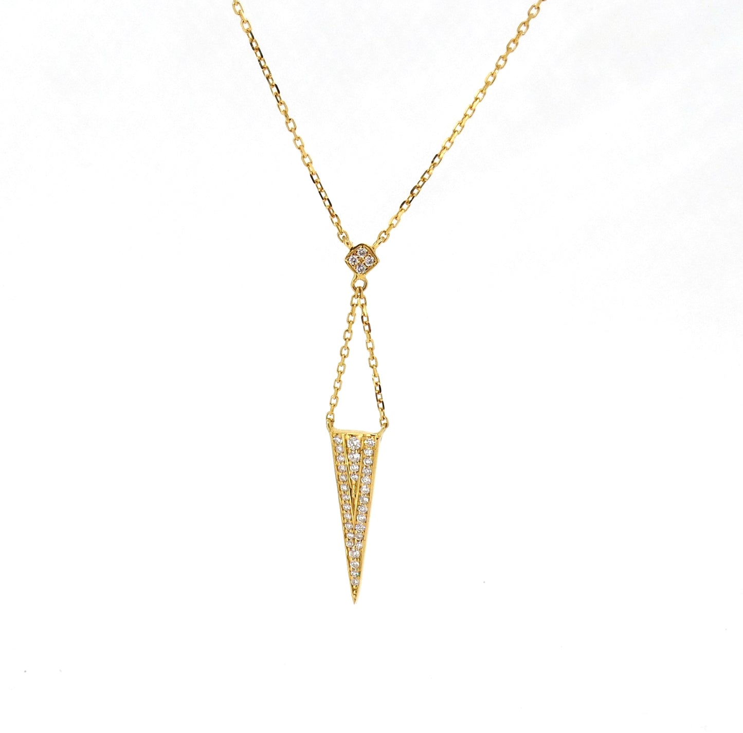 Yellow Gold Diamond Triangle Necklace
