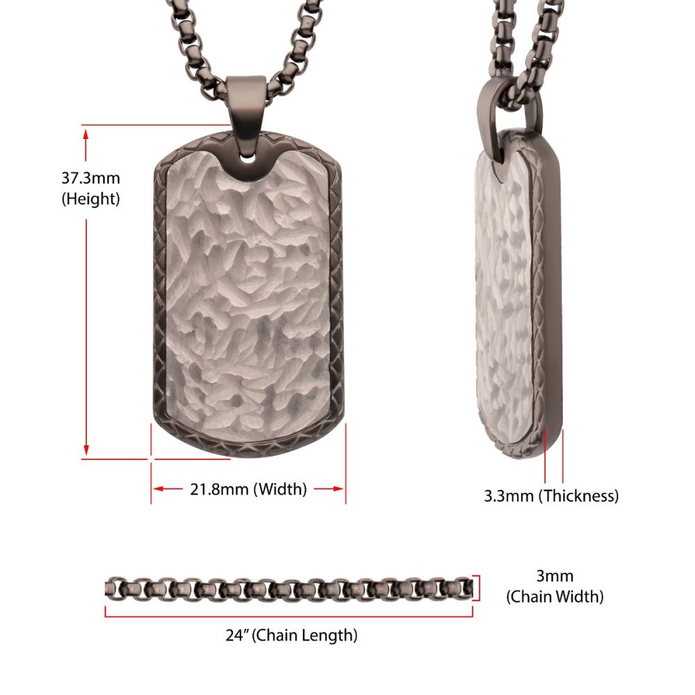 Gun Metal IP Stainless Steel Firenze Pendant with Box Chain