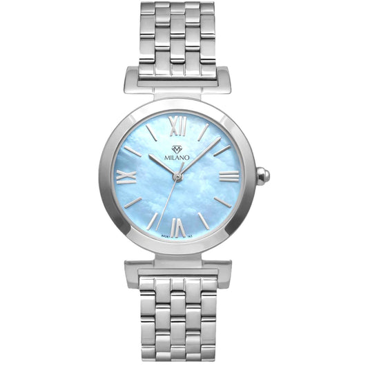 Stainless Steel Milano Watch with Blue Mother of Pearl Dial