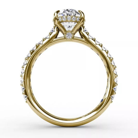 Yellow Gold Hidden Halo Engagement Ring