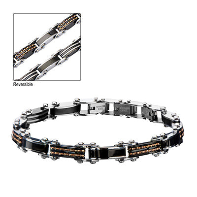 Two Tone Black/Rose Reversible Stainless Steel Bracelet