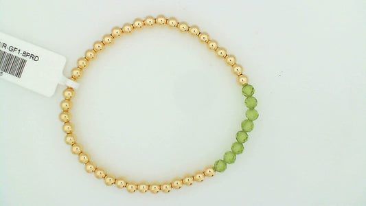 Gold Filled Beaded Bracelet with Peridot Bar