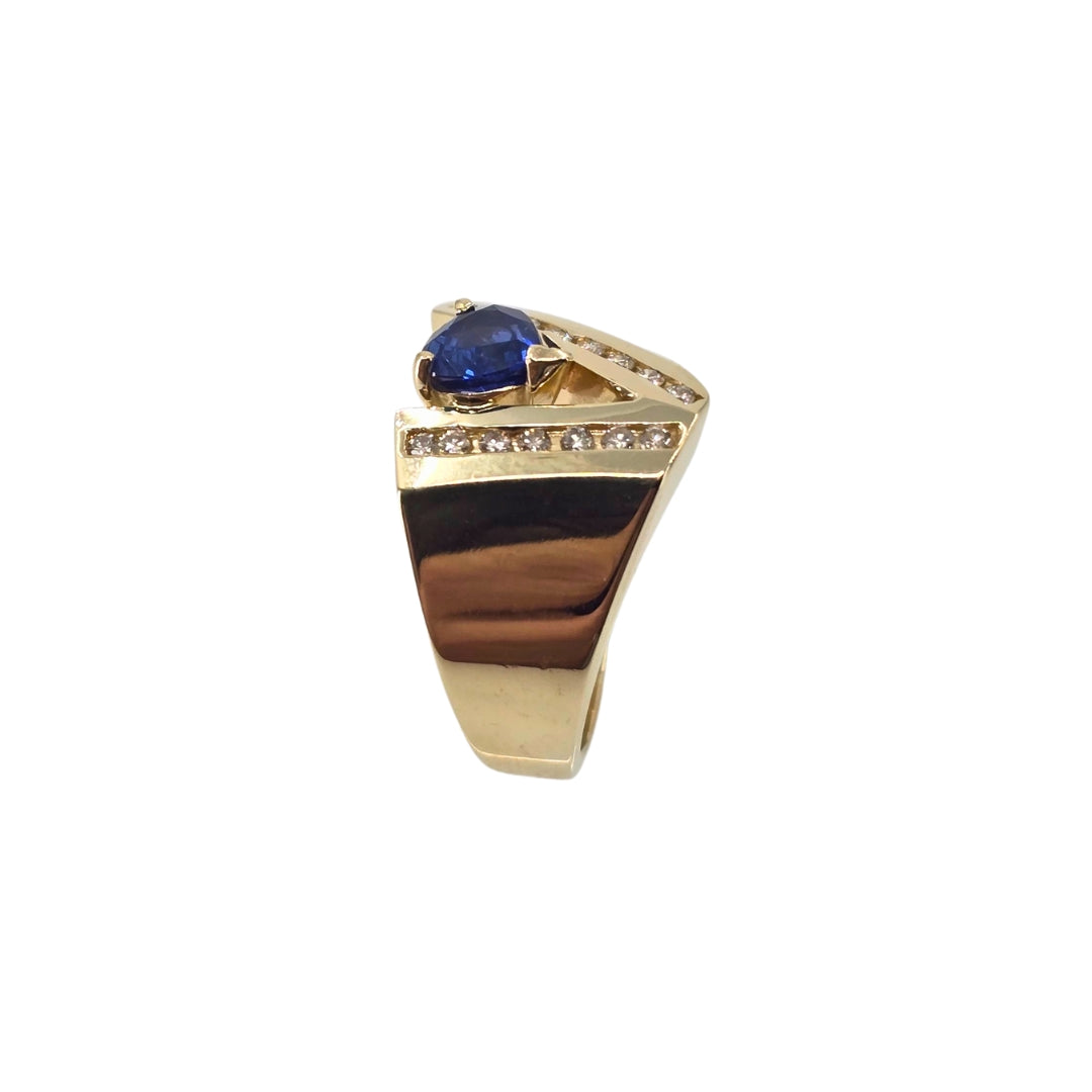 Yellow Gold Sapphire and Diamond Ring