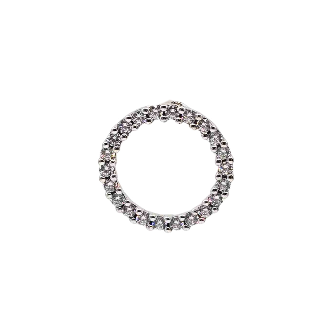 White Gold CZ Circle Pendant