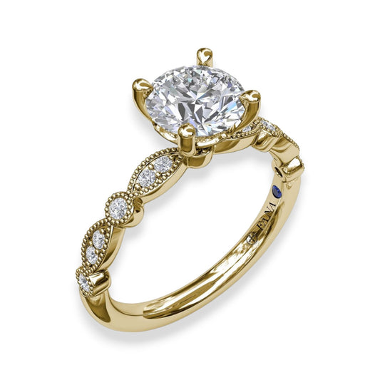 Yellow Gold Round Diamond Engagement Ring