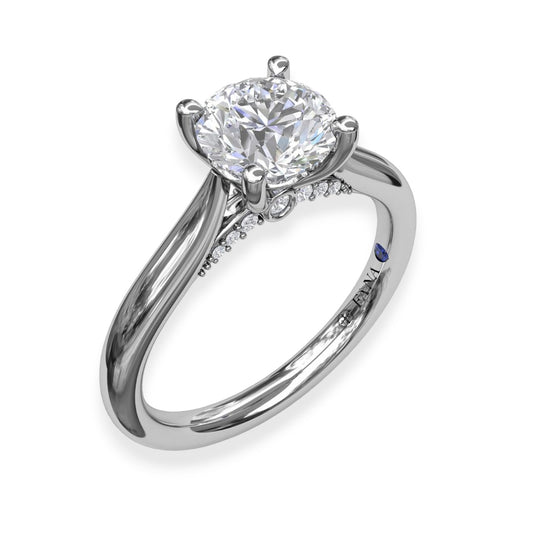Polished White Gold Solitaire Engagement Ring