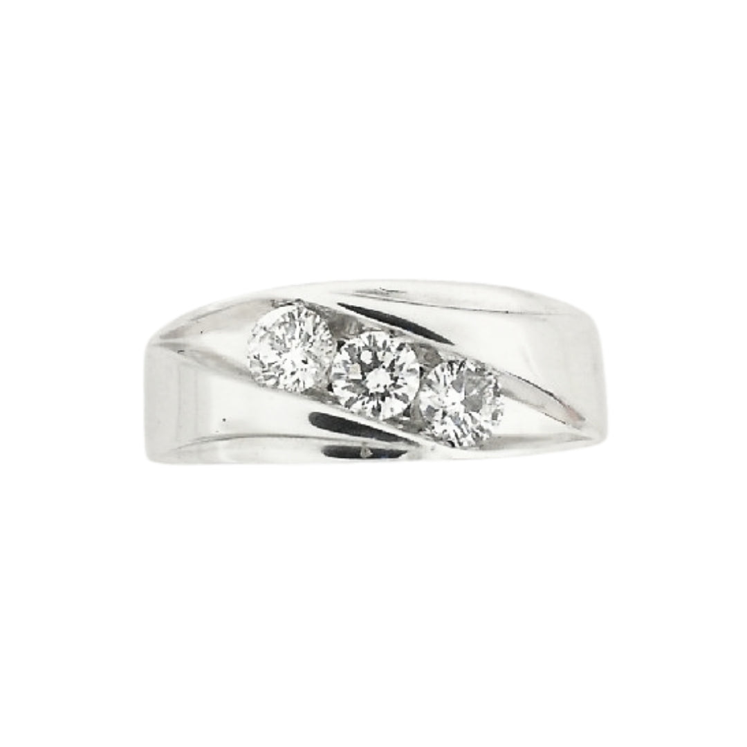 White Gold Round Diamond Contemporary Ring