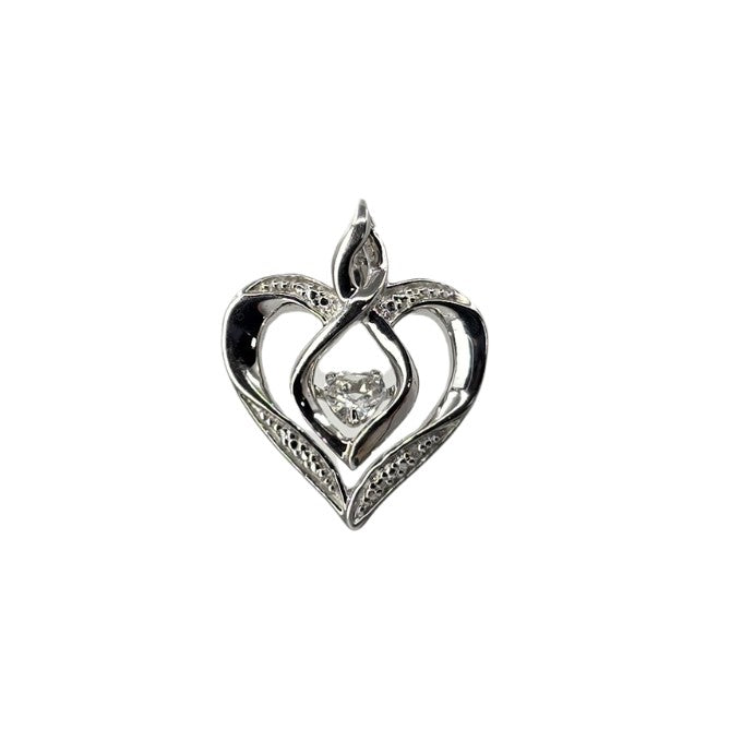 Silver Dancing Sapphire Heart Pendant
