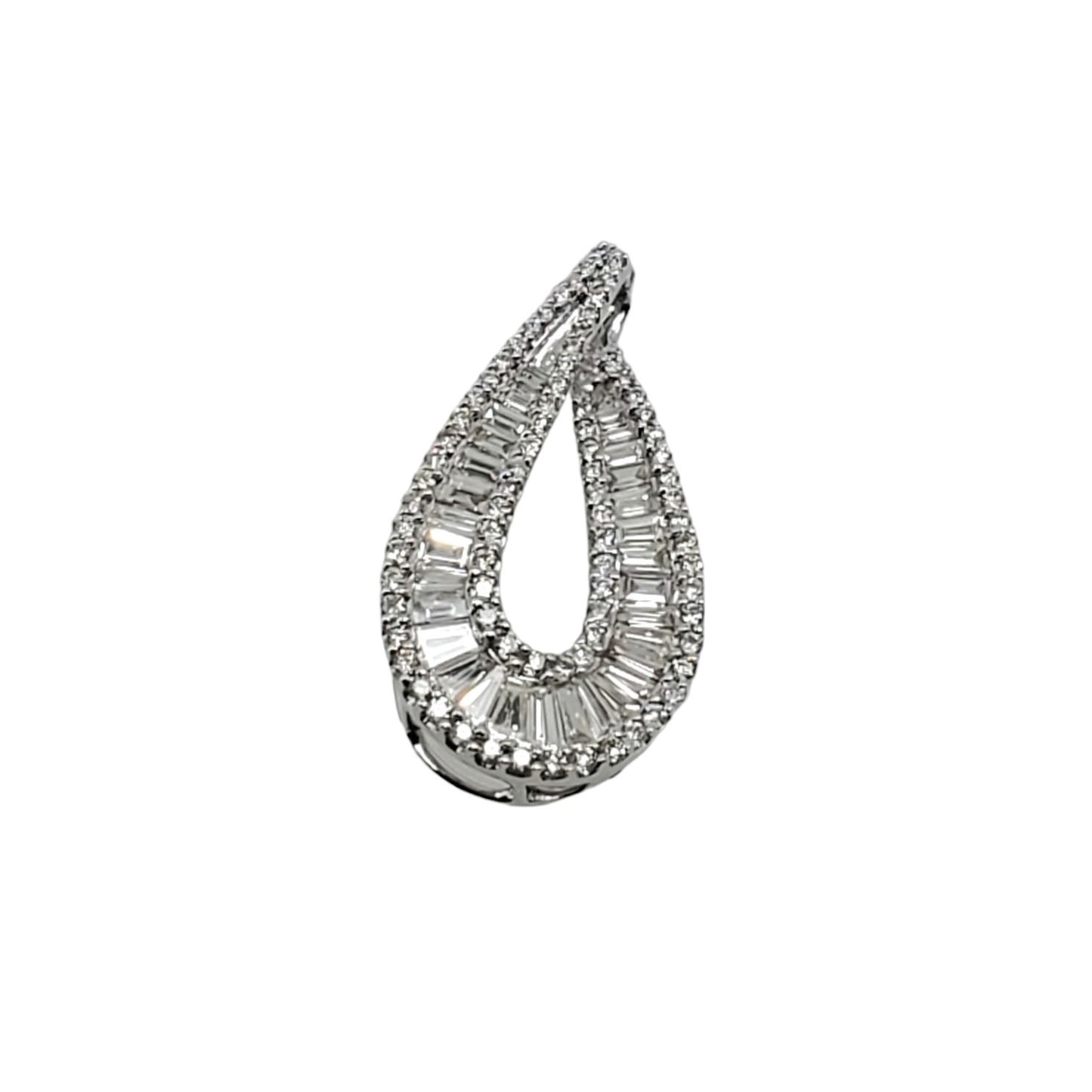 White Gold Diamond Tear Drop Slide Pendant