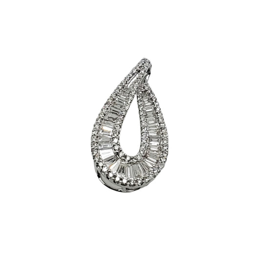 White Gold Diamond Tear Drop Slide Pendant