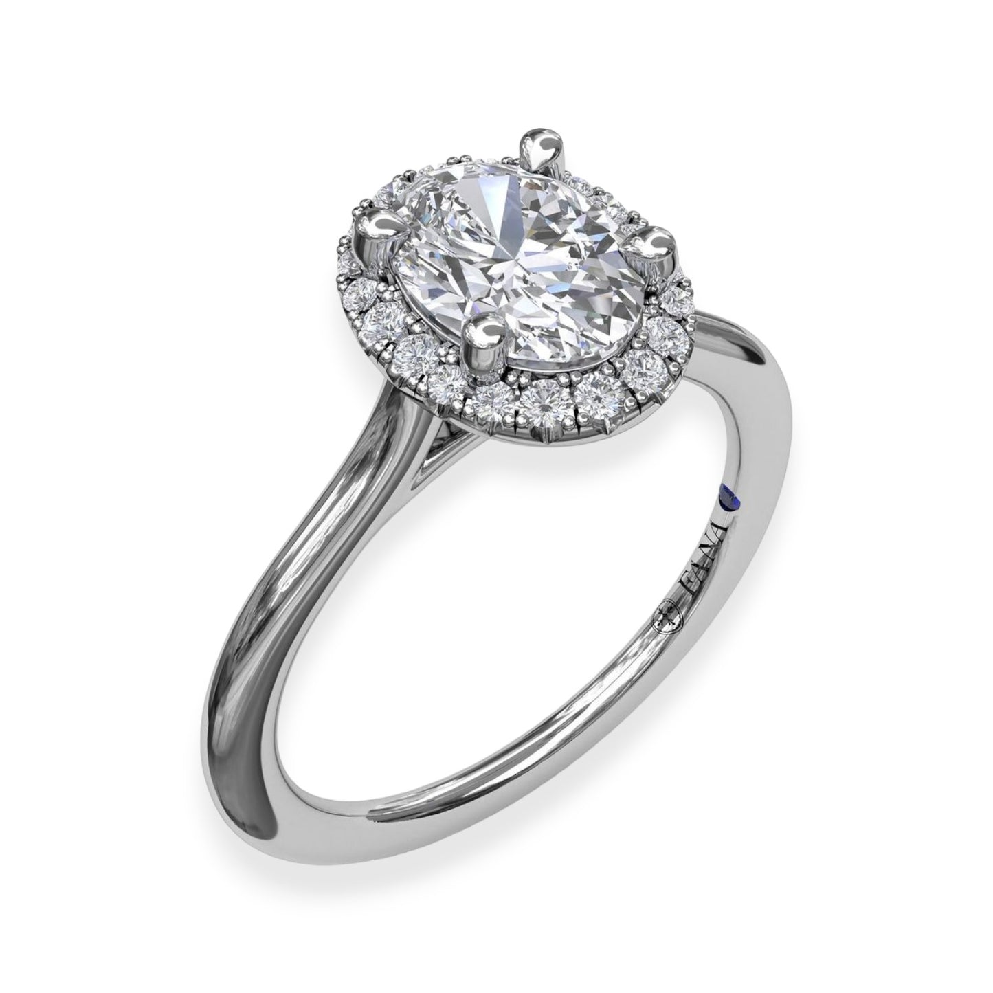 Polished White Gold Halo Engagement Ring