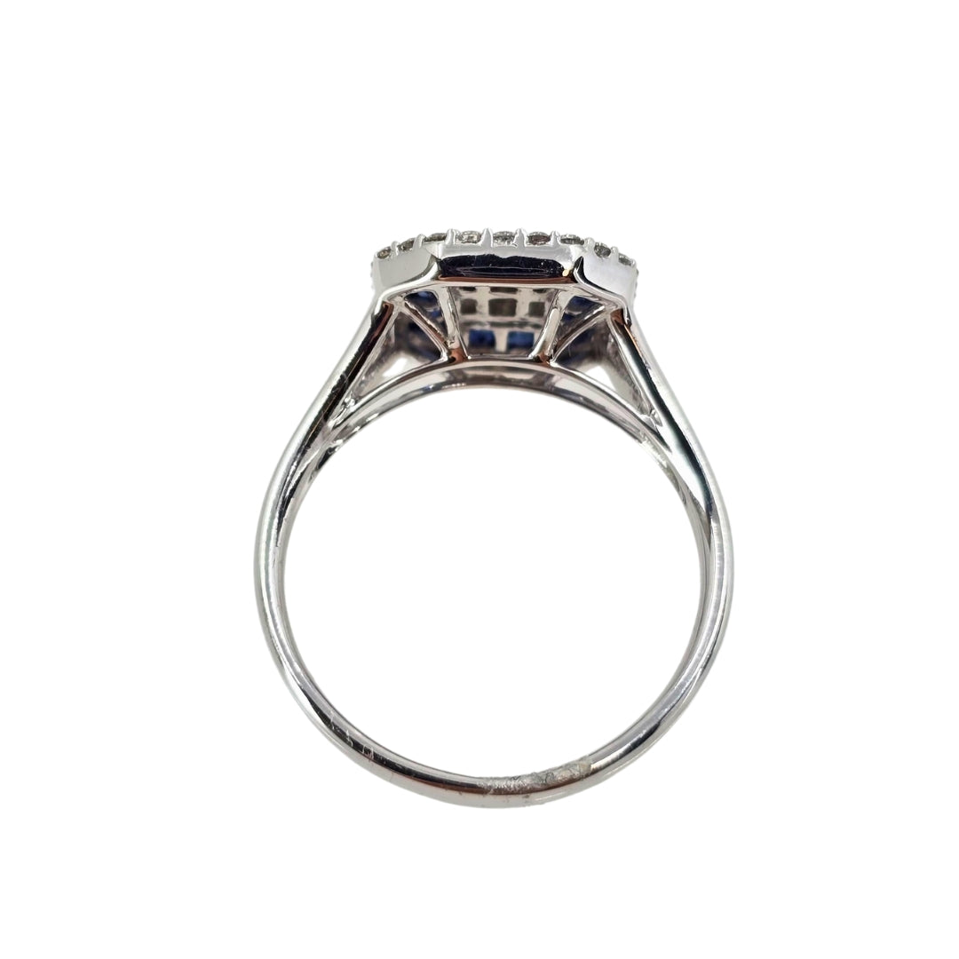 White Gold Diamond and Sapphire Art Deco Ring