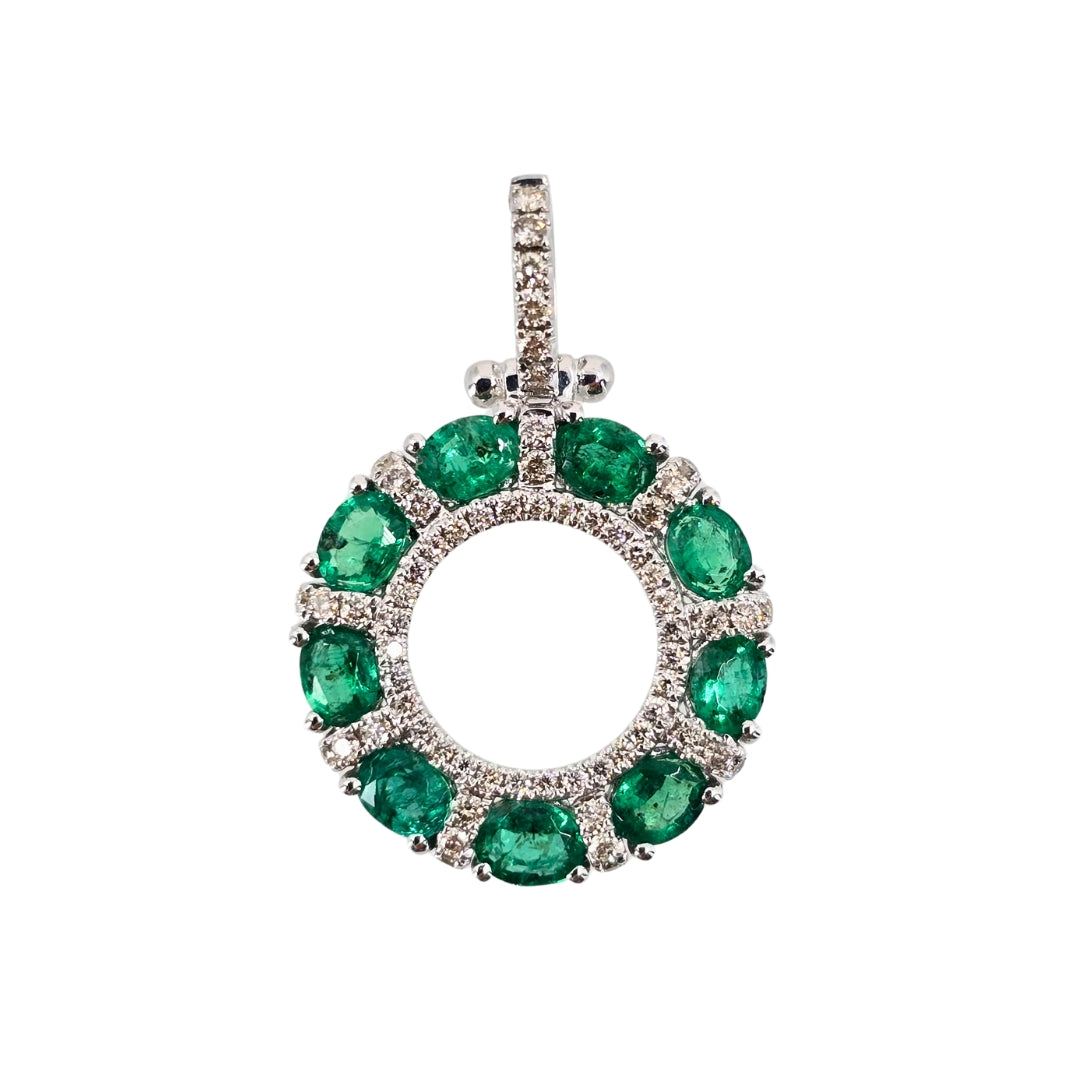 White Gold Emerald Circle Pendant