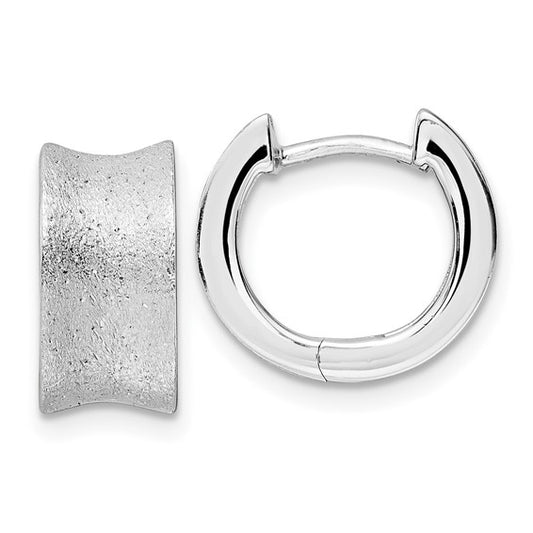 White Sterling Silver Satin/Sparkle Finish Huggy Earrings