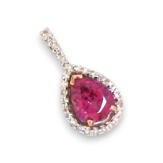 White and Rose Gold Tourmaline Drop Pendant